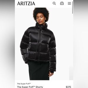 Aritzia Super Puff shorty jacket in black liquid shine